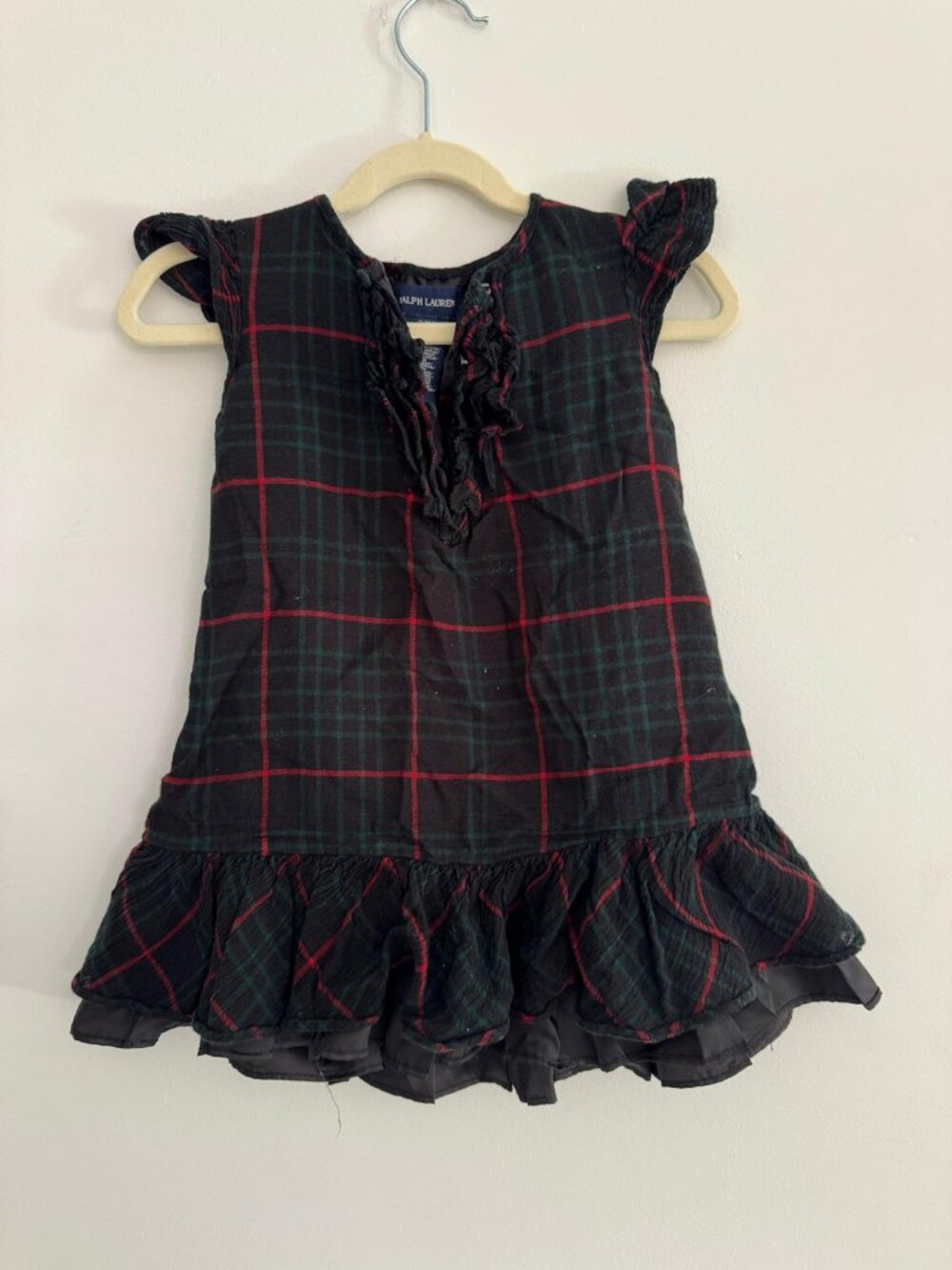 Ralph Lauren Tartan Plaid Dress 24M Bloomers Green Red
